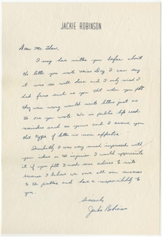 Jackie Robinson Hand Written and Signed Letter (PSA/DNA GEM MINT 10 & JSA)